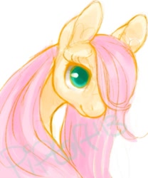 Size: 597x716 | Tagged: dead source, safe, artist:piptart, fluttershy, pegasus, pony, bust, hair over one eye, looking at you, portrait, simple background, solo, white background