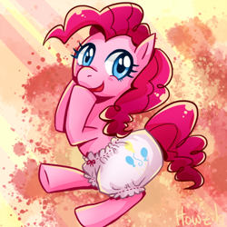 Size: 512x512 | Tagged: safe, artist:howzih, pinkie pie, earth pony, pony, bloomers, female, mare, pink coat, pink mane, solo