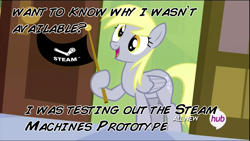 Size: 1280x720 | Tagged: safe, derpy hooves, pegasus, pony, rainbow falls, derpy's flag, exploitable meme, female, mare, meme, solo, steam, steam (software), the grey one's glorious return, valve