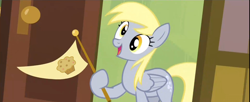 Size: 1920x785 | Tagged: safe, derpy hooves, pegasus, pony, rainbow falls, derpy's flag, exploitable meme, female, mare, meme, muffin, solo