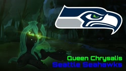 Size: 2289x1288 | Tagged: safe, artist:dipi11, artist:kp-shadowsquirrel, artist:thegreatfrikken, artist:timtheanimator, edit, queen chrysalis, changeling, changeling queen, american football, nfl, seattle seahawks, sports, wallpaper, wallpaper edit