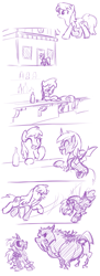 Size: 725x1984 | Tagged: safe, artist:moonlitbrush, berry punch, berryshine, bulk biceps, doctor whooves, lyra heartstrings, changeling, comic:changeling guard, changelingified, comic, guard, monochrome, sketch dump