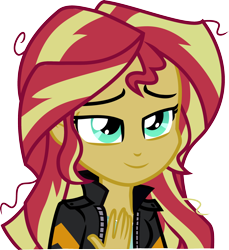 Size: 2468x2692 | Tagged: safe, artist:anhel032015, sunset shimmer, equestria girls, friendship games, clothes, inkscape, leather jacket, simple background, solo, transparent background, vector