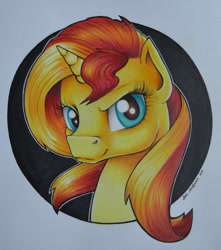 Size: 1024x1158 | Tagged: safe, artist:nellix, sunset shimmer, pony, unicorn, solo, traditional art