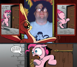 Size: 945x821 | Tagged: safe, idw, pinkie pie, surprise, earth pony, pony, dennis falk, exploitable meme, meme, obligatory pony, surprise door, worst nightmare