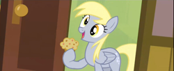 Size: 1920x781 | Tagged: safe, edit, screencap, derpy hooves, pegasus, pony, rainbow falls, derpy's flag, exploitable meme, female, mare, meme, muffin, solo