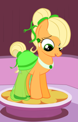 Size: 2089x3264 | Tagged: safe, artist:bpie, applejack, earth pony, pony, alternate hairstyle, applejack also dresses in style, clothes, dress, makeover