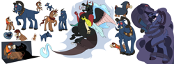 Size: 14832x5440 | Tagged: safe, artist:breedingbarn, bray, cozy glow, discord, grogar, king sombra, lord tirek, queen chrysalis, changeling, changeling queen, donkey, pony, sheep, unicorn, g1, abomination, absurd resolution, bell, fusion, g1 to g4, generation leap, grogar's bell, headcanon, male, multiple eyes, multiple limbs, ram, story in the source, younger