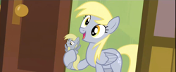 Size: 1280x521 | Tagged: safe, edit, screencap, derpy hooves, pegasus, pony, rainbow falls, derpception, derpy's flag, exploitable meme, female, mare, meme, self ponidox, solo