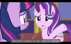 Size: 1920x1200 | Tagged: safe, screencap, starlight glimmer, twilight sparkle, twilight sparkle (alicorn), alicorn, pony, fame and misfortune, meme, youtube caption