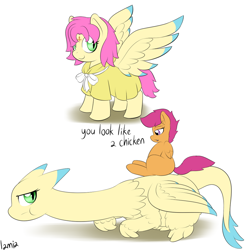 Size: 920x920 | Tagged: safe, artist:lamia, scootaloo, dragon, pegasus, pony, divine dragon, fae, fire emblem, fire emblem: the binding blade, manakete, ponified, scootachicken