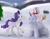 Size: 1200x933 | Tagged: safe, artist:norsepaw, rarity, sweetie belle, pony, unicorn, cloven hooves, magic, snow, snowpony, unshorn fetlocks, winter