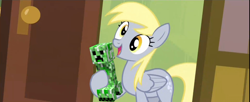 Size: 1280x521 | Tagged: safe, edit, screencap, derpy hooves, pegasus, pony, rainbow falls, creeper, derpy's flag, exploitable meme, female, mare, meme, minecraft