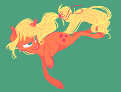 Size: 571x434 | Tagged: safe, artist:deepfriedrainbows, applejack, earth pony, pony, action pose, ear fluff, limited palette, simple background, solo, unshorn fetlocks, windswept mane