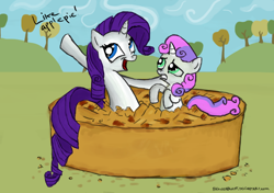 Size: 1080x760 | Tagged: safe, artist:beaverblast, rarity, sweetie belle, pony, unicorn, sisterhooves social, apple pie