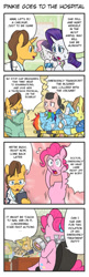 Size: 388x1200 | Tagged: safe, artist:wakyaot34, derpibooru import, doctor horse, doctor stable, pinkie pie, rainbow dash, rarity, sweetie belle, earth pony, pegasus, pony, unicorn, 4koma, comic, headless, japanese reading order, modular, pinkie being pinkie, translation