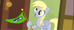 Size: 1920x786 | Tagged: safe, derpy hooves, pegasus, pony, rainbow falls, 12th man, 12th mare, american football, derpy's flag, exploitable, exploitable meme, female, mare, meme, nfl, seattle seahawks, solo