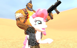 Size: 960x600 | Tagged: safe, artist:pinkie diane roosevelt phd, pinkie pie, earth pony, pony, 3d, borderlands, borderlands 2, gmod, riding, rocket launcher, salvador