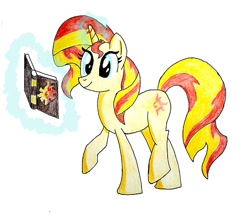 Size: 507x445 | Tagged: safe, artist:slasher0001, sunset shimmer, pony, unicorn, magic, solo