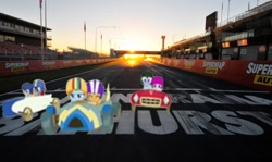 Size: 640x381 | Tagged: safe, artist:didgereethebrony, derpibooru import, rainbow dash, scootaloo, pegasus, pony, the cart before the ponies, australia, bathurst, mount panorama, race car, race track