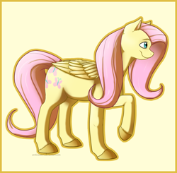 Size: 902x885 | Tagged: safe, artist:arcticwaters, fluttershy, pegasus, pony, female, mare, pink mane, solo, yellow coat