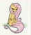 Size: 1024x1137 | Tagged: dead source, safe, artist:caakes, fluttershy, pegasus, pony, bedroom eyes, fim crew, looking at you, looking back, official art, sitting, smiling, solo