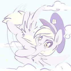 Size: 1200x1200 | Tagged: safe, artist:clockworkquartet, derpy hooves, pegasus, pony, female, flying, mailmare, mare, solo