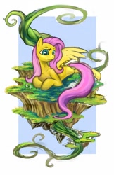 Size: 652x1008 | Tagged: safe, artist:hobbes-maxwell, angel bunny, fluttershy, pegasus, pony, dirt cube, solo, surreal
