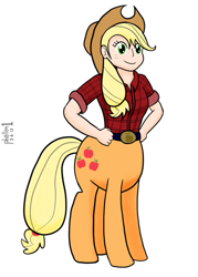 Size: 581x812 | Tagged: safe, artist:phallen1, applejack, centaur, ponytaur, centaurjack, humanized, species swap