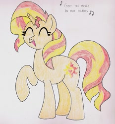 Size: 443x478 | Tagged: safe, artist:slasher0001, sunset shimmer, pony, unicorn, singing, solo