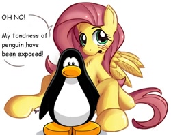 Size: 600x474 | Tagged: artist needed, safe, edit, fluttershy, pegasus, penguin, pony, club penguin, engrish, greatest shame, not porn, oh no