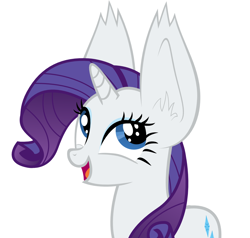 Size: 1136x1080 | Tagged: safe, artist:synthrid, rarity, pony, unicorn, ears, happy, impossibly large ears, simple background, solo, vector, white background