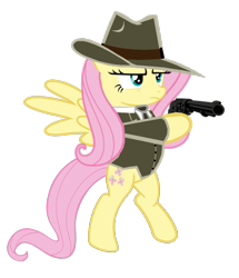 Size: 1065x1239 | Tagged: safe, artist:kuren247, fluttershy, pegasus, pony, clothes, fedora, gangster, gun, hat, simple background, solo, suit, transparent background, vector