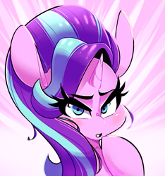 Size: 1331x1422 | Tagged: safe, artist:sourspot, starlight glimmer, pony, unicorn, blushing, bust, cute, female, glimmerbetes, looking at you, mare, portrait, solo