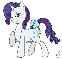 Size: 742x702 | Tagged: safe, artist:silver1kunai, rarity, pony, unicorn, bow, solo, tail bow