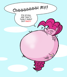 Size: 500x571 | Tagged: safe, artist:krampuskind, pinkie pie, earth pony, pony, inflation, near bursting, solo