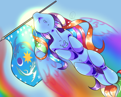 Size: 1000x800 | Tagged: safe, artist:laurabaggins, derpibooru import, rainbow dash, pegasus, pony, chest fluff, equestrian flag, flag, flying, solo