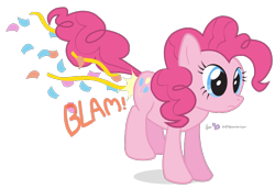 Size: 870x600 | Tagged: safe, artist:dm29, pinkie pie, pony, confetti, cute, diapinkes, fart, fart noise, farting confetti, funny, simple background, solo, stealth pun, transparent background, wat, zack king