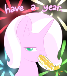 Size: 1564x1771 | Tagged: safe, artist:lamia, oc, oc only, oc:lamia, bust, happy new year, party horn, portrait, solo