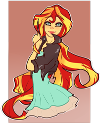 Size: 823x1036 | Tagged: safe, artist:wilage, sunset shimmer, equestria girls, abstract background, female, looking at you, solo