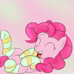 Size: 1000x1000 | Tagged: safe, artist:softkityonfire, pinkie pie, earth pony, pony, clothes, socks, solo, striped socks