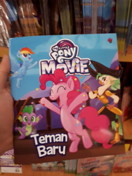 Size: 3456x4608 | Tagged: safe, derpibooru import, pinkie pie, rainbow dash, spike, dragon, earth pony, pegasus, pony, my little pony: the movie, indonesia, indonesian