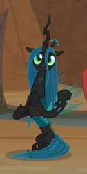Size: 354x700 | Tagged: safe, screencap, lord tirek, queen chrysalis, changeling, changeling queen, frenemies (episode), cropped, cute, cutealis, sitting, solo focus