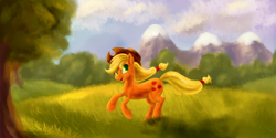 Size: 2732x1370 | Tagged: safe, artist:arurein, applejack, earth pony, pony, solo