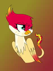 Size: 2400x3200 | Tagged: safe, artist:xxsunsetshimmer23xx, sunset shimmer, griffon, griffonized, solo, species swap