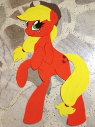 Size: 500x667 | Tagged: safe, artist:invaderzina, applejack, earth pony, pony, papercraft, rearing, solo