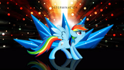 Size: 2560x1440 | Tagged: safe, artist:aloopyduck, artist:glancojusticar, artist:quasdar, derpibooru import, edit, rainbow dash, pegasus, pony, abstract background, angry, effects, epic, female, mare, reflection, solo, vector, wallpaper, wallpaper edit