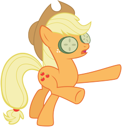 Size: 3723x3866 | Tagged: safe, artist:daydreamsyndrom, applejack, earth pony, pony, absurd resolution, cucumber, silly, silly pony, simple background, svg, transparent background, vector, who's a silly pony