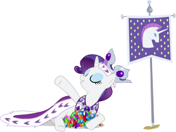 Size: 6280x4710 | Tagged: safe, artist:90sigma, princess platinum, rarity, pony, unicorn, hearth's warming eve (episode), .svg available, absurd resolution, banner, cape, clothes, crown, eyes closed, female, flag, gem, hanging banner, hearth's warming eve, jewelry, mare, regalia, simple background, solo, transparent background, unicornia, vector