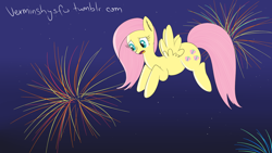 Size: 1920x1080 | Tagged: safe, artist:verminshy, fluttershy, pegasus, pony, 30 minute art challenge, fireworks, solo